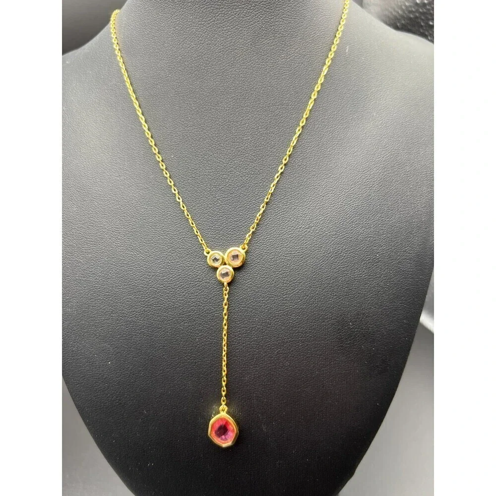 Pink Stone Y Necklace - Picture 2 of 5